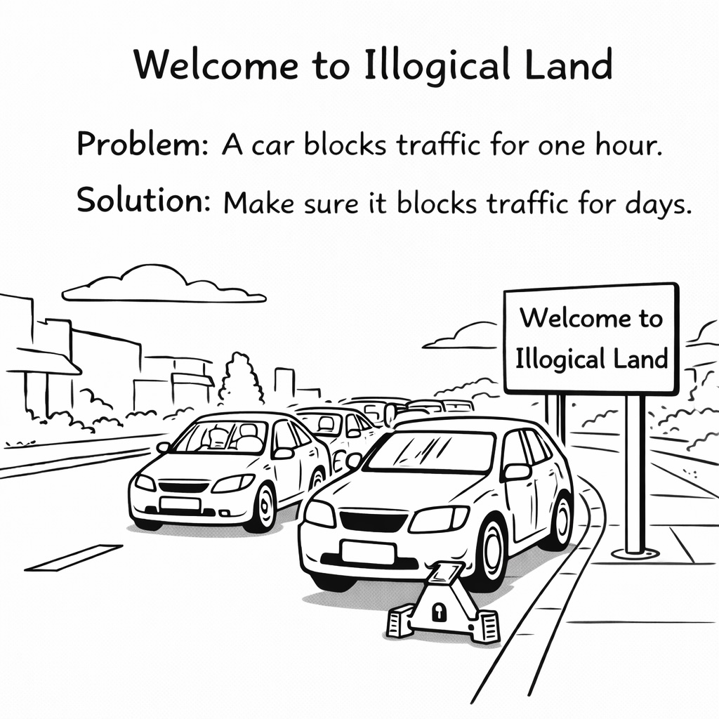 Panel 5: Welcome to Illogical Land.